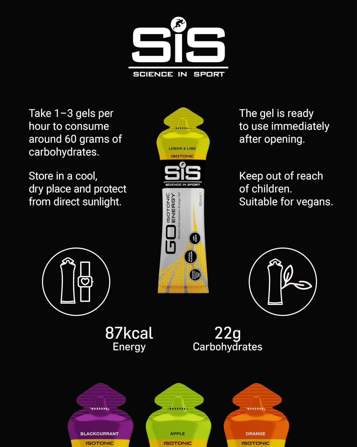 Science in Sport GO Isotonic Energy Gels Mixed, Mixed Flavours, 7 x 60ml