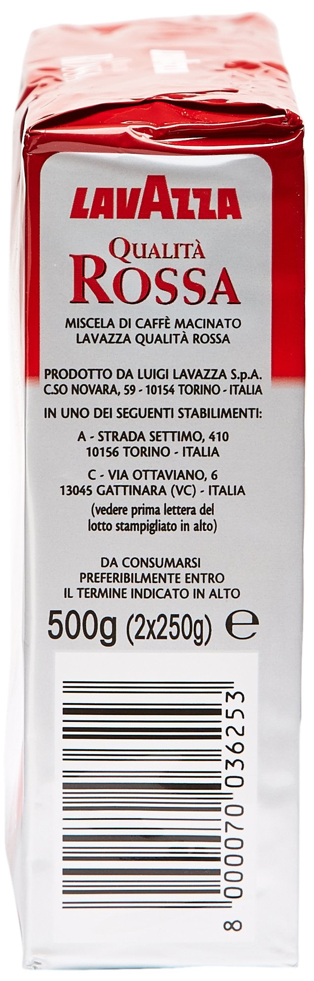 Lavazza Qualità Rossa, Ground Coffee Espresso 500 g (Pack of 2)