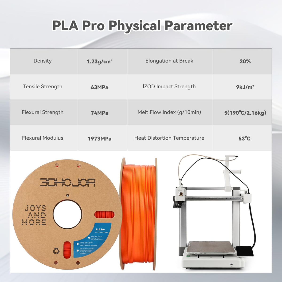 3DHoJor PLA+ PLA Plus Filament 1.75mm 1kg(2.2lbs) for 3D Printers,Yellow