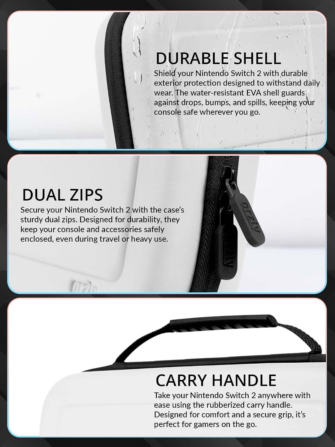 Orzly Carry Case for Nintendo Switch Lite Protective Hard Shell Portable Travel Carry Case with Storage for Accessories & Game Cartridges (Red & White)