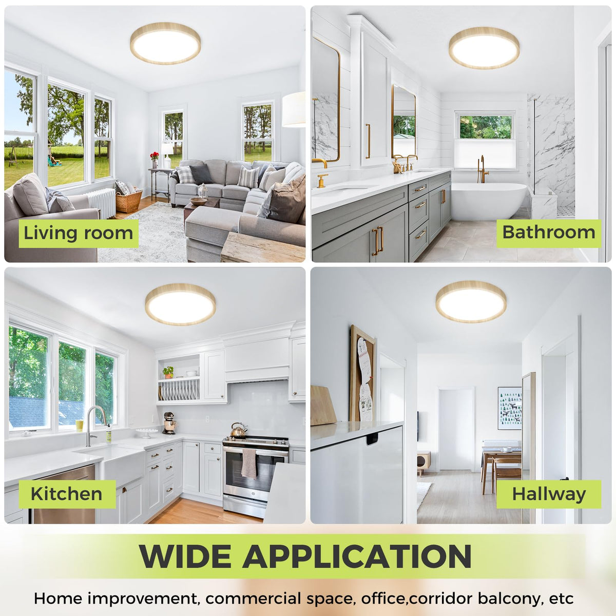 hepside Bathroom Light, 3000K/4000K/6500K 3 Color Temperature LED Ceiling Light, 15W 1500LM, Waterproof, Round, Small, Modern, Flush Ceiling Light for Bathroom, Kitchen, Bedroom, Black