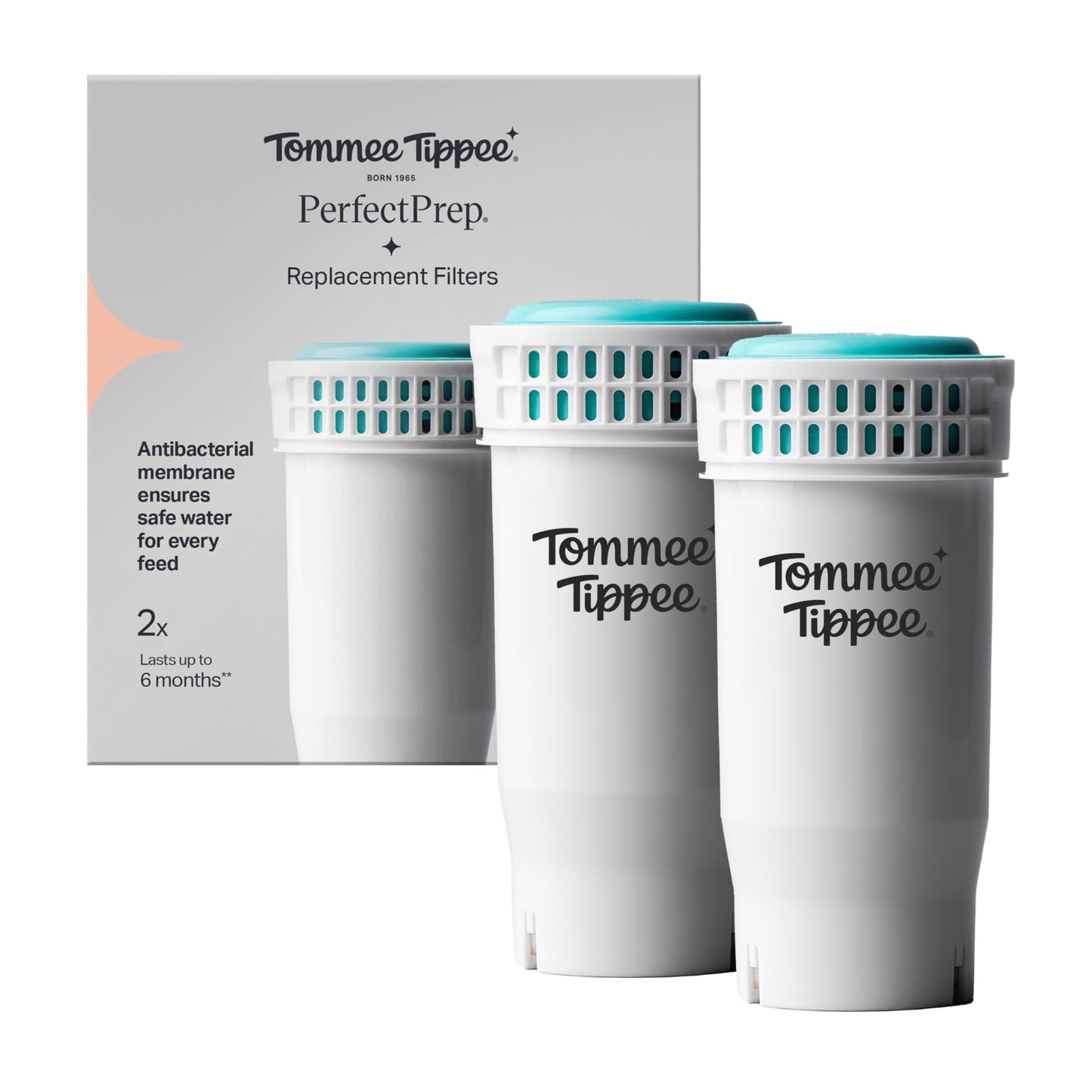 Tommee Tippee Perfect Prep Replacement Filter, Pack of 2, Compatible with All Perfect Prep Machines, Antibacterial Filter Removes Bacteria, Impurities and Contaminants