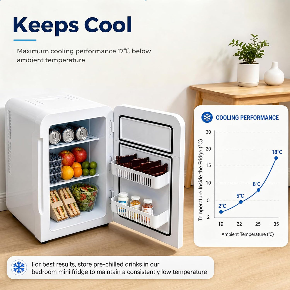 25L Mini Fridge, 30 Cans Portable Cooler & Warmer Small Fridge