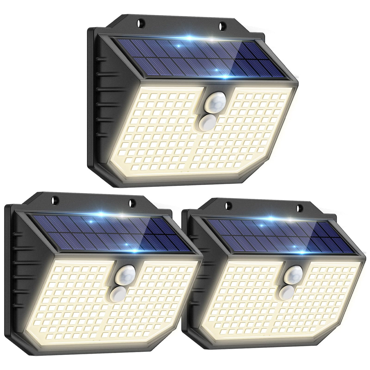 nipify Solar Lights,Upgraded 3000K Warm Solar Garden Lights,3 Modes Motion Sensor and IP65 Waterproof Solar Lights Outdoor Garden for Outside Shed Driveway Backyard Garage Walkway Wall Fences