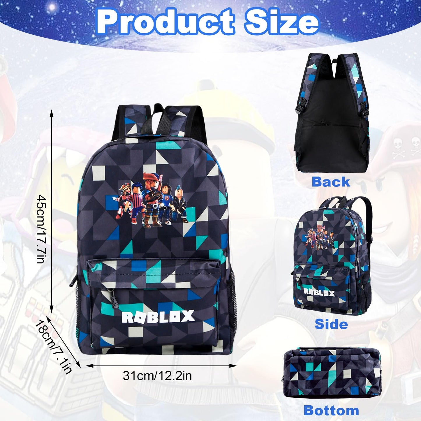yumcute De-mn Backpack Kids, Teen Game School Bags, Children Primary Schoolbag, Children's School Backpack, 17 Inch Large Capacity Travel Rucksack Waterproof Boys Girls Book Bags for Aged 3-12 Years