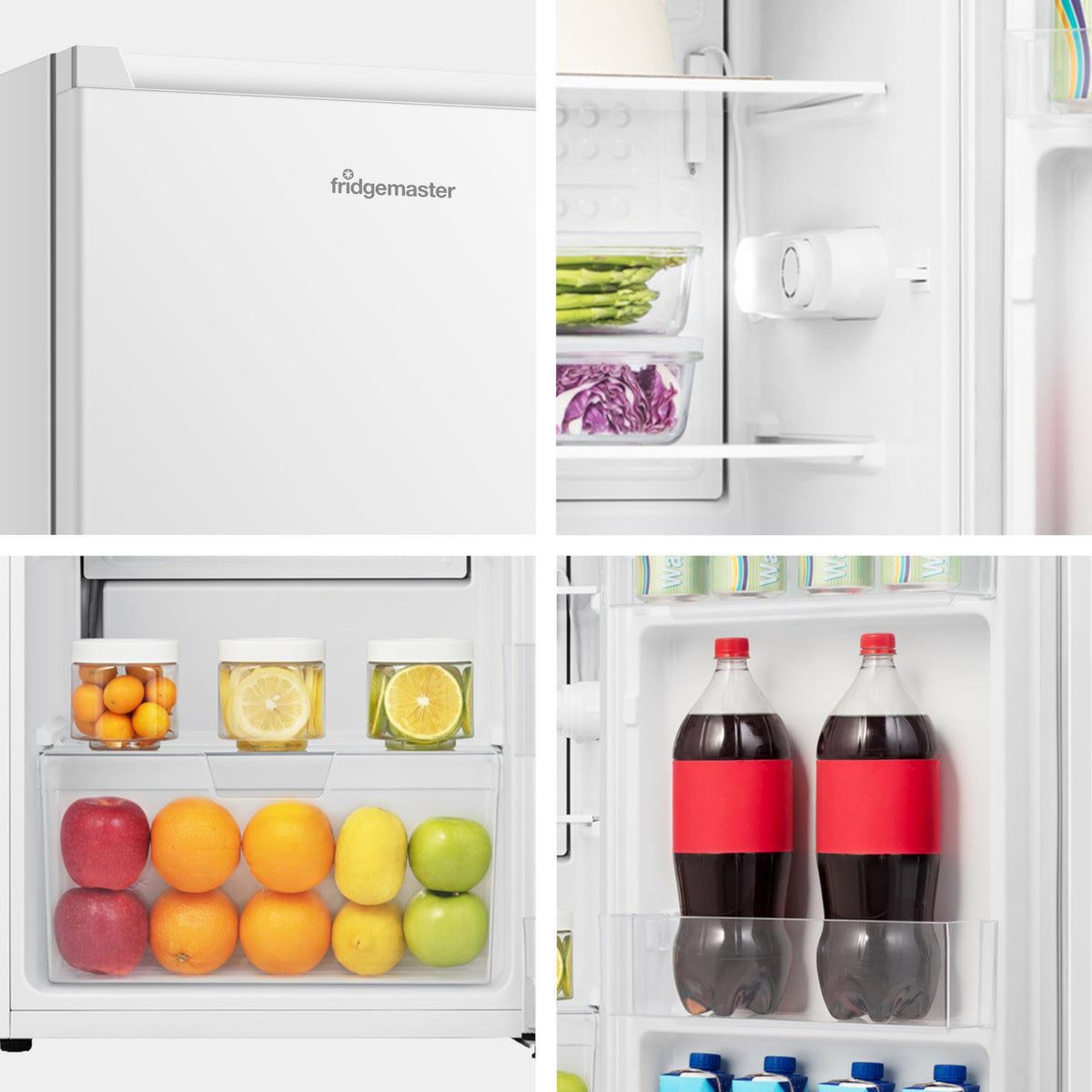 Fridgemaster 45L Table Top Mini Fridge MUR4545, 45cm Compact Refrigerator with Adjustable Thermostat, Reversible Door, 39dB Low Noise, White, Energy Class E