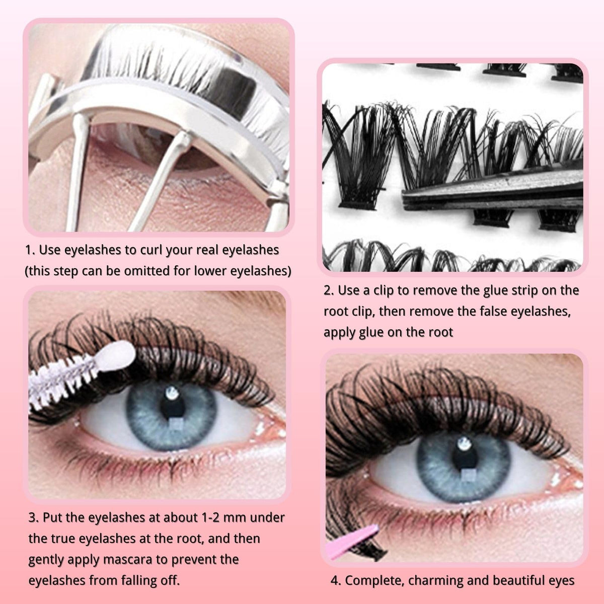 KEYRI 580 Pieces Individual Eyelashes 30-100D Cluster Lashes Kit