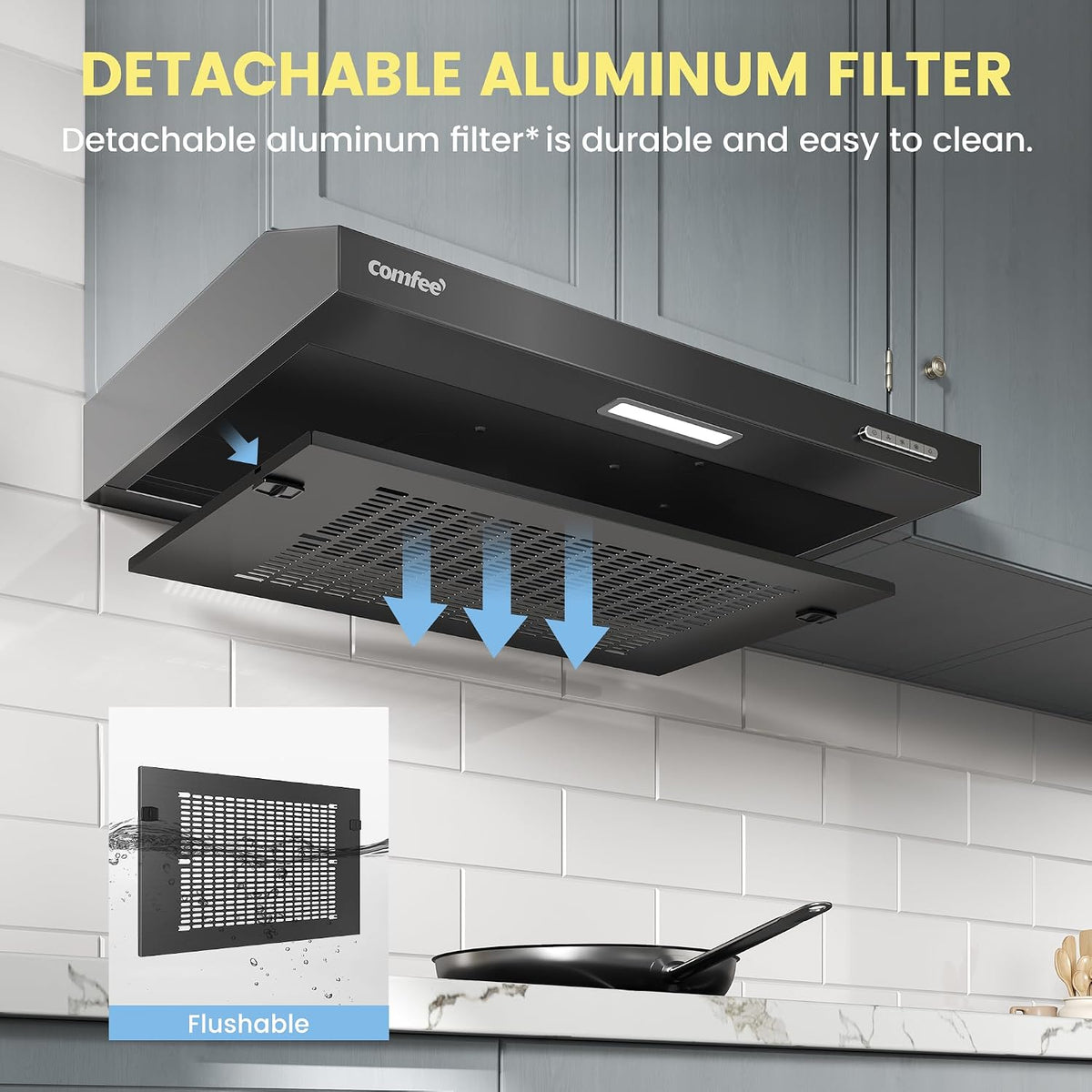 COMFEE' Visor Cooker Hood, Under Cabinet, 60cm Extractor Fan Kitchen