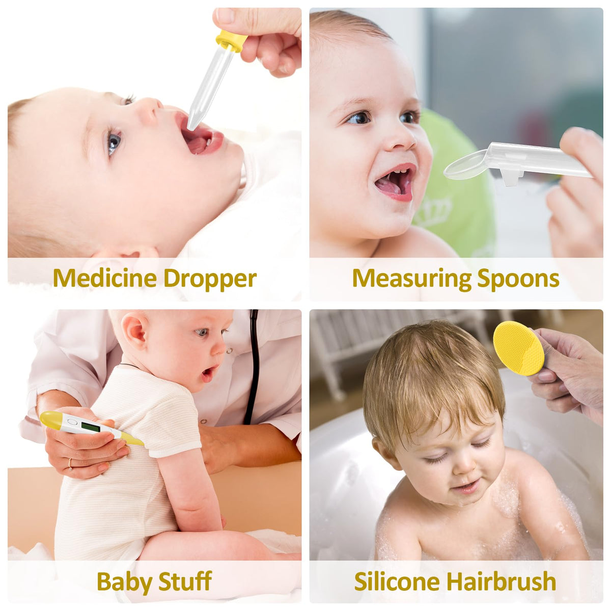 Qunlions life Infant Safety Care Set with Hair Brush Comb Nail Clipper, Baby Essentials Kit for Newborn Girls Boys (Grey White)