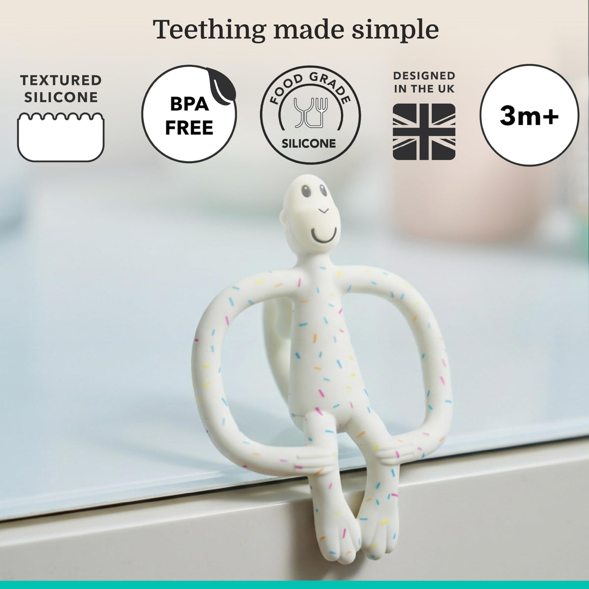 Matchstick Monkey Original Teether with Gel Applicator, Hearts