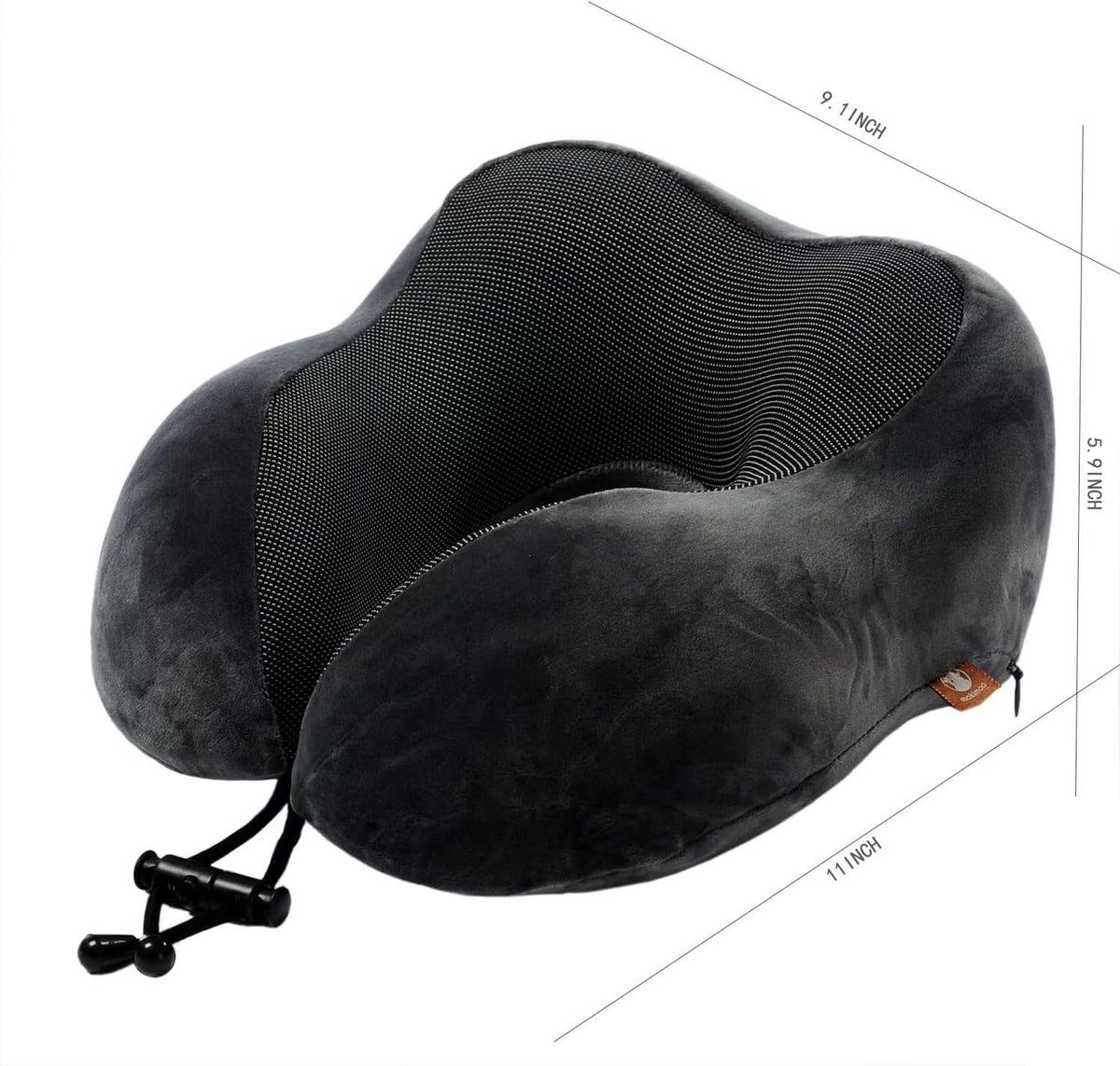 Memory Foam Travel Pillow, Neck Pillow with 360-Degree Head Support, Comfortable and Lightweight, Ideal for Sleeping on Airplane, Car, Train, Bus and Home Use, Comes with Storage Bag (Grey)