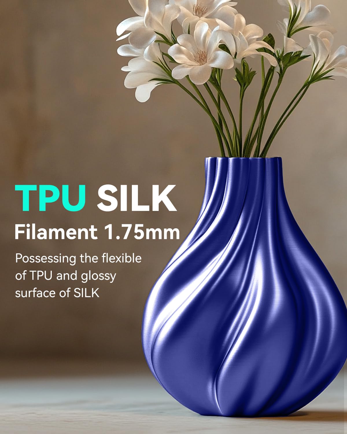 SUNLU Silk PLA+ Filament, Shiny Metallic Silk 3D Filament 1.75mm