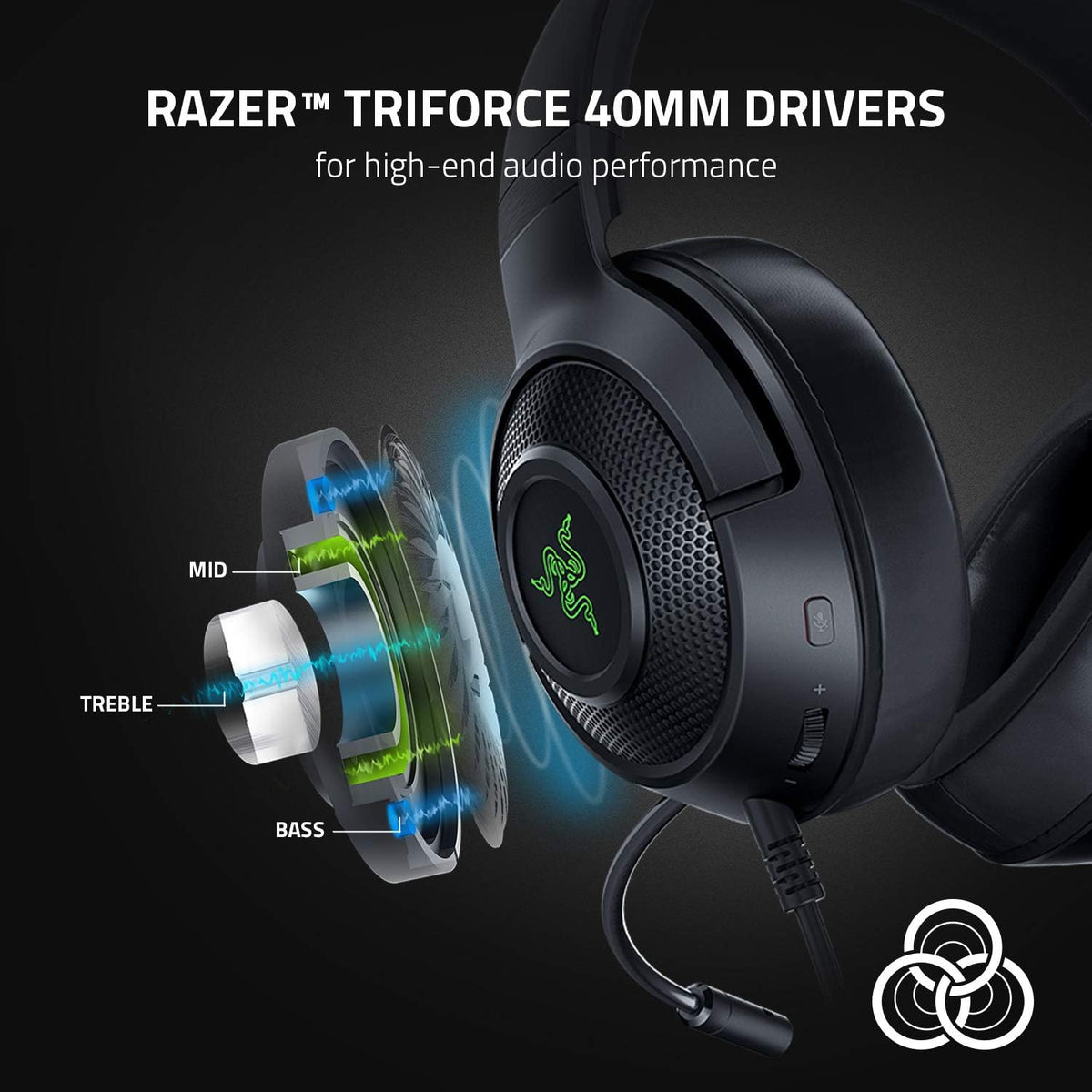 Razer Kraken V3 X USB - Wired USB Gaming Headset (ultra-lightweight at 285g, TriForce 40mm drivers, HyperClear Cardioid Microphone, 7.1 surround sound, Chroma RGB) Black