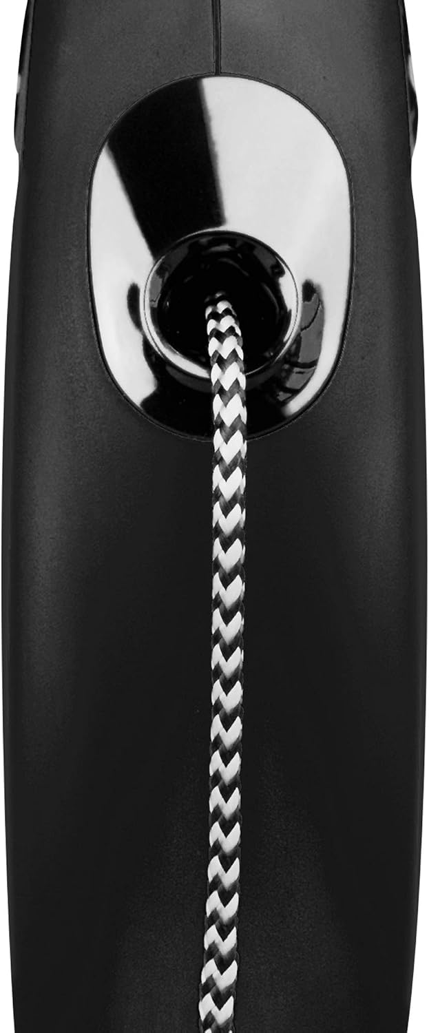 flexi Classic S | 5 m Retractable Cord Leash for Dogs up to 12 kg | Black | Retractable Dog Lead | Weight: 160 g | Dimensions: 9.6 x 16.2 cm