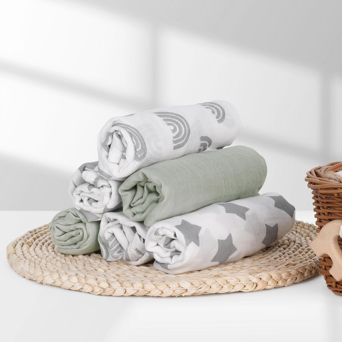 GLLQUEN BABY Muslin Squares Cloth for Baby 6pack 70cm x 70cm
