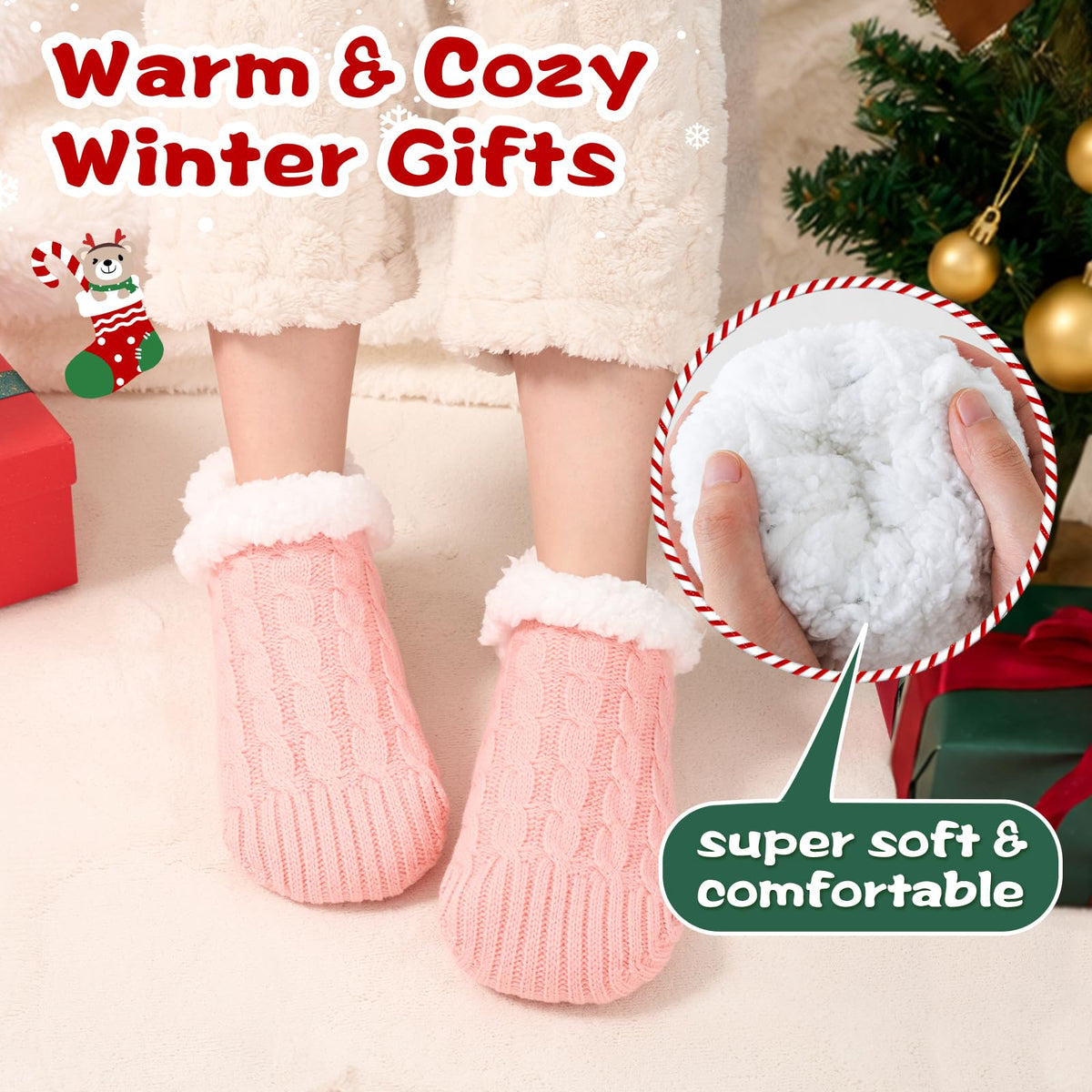 Niorasen Fluffy Slipper Socks Women Men, Winter Gift for Her, UK 4-9