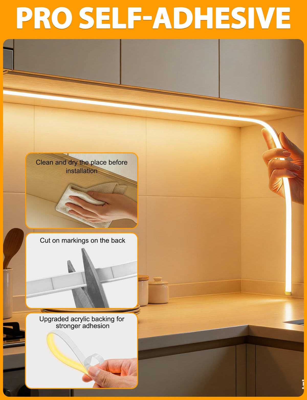 Lamomo COB LED Strip Light 5M, White Dimmable Neon Rope with Remote