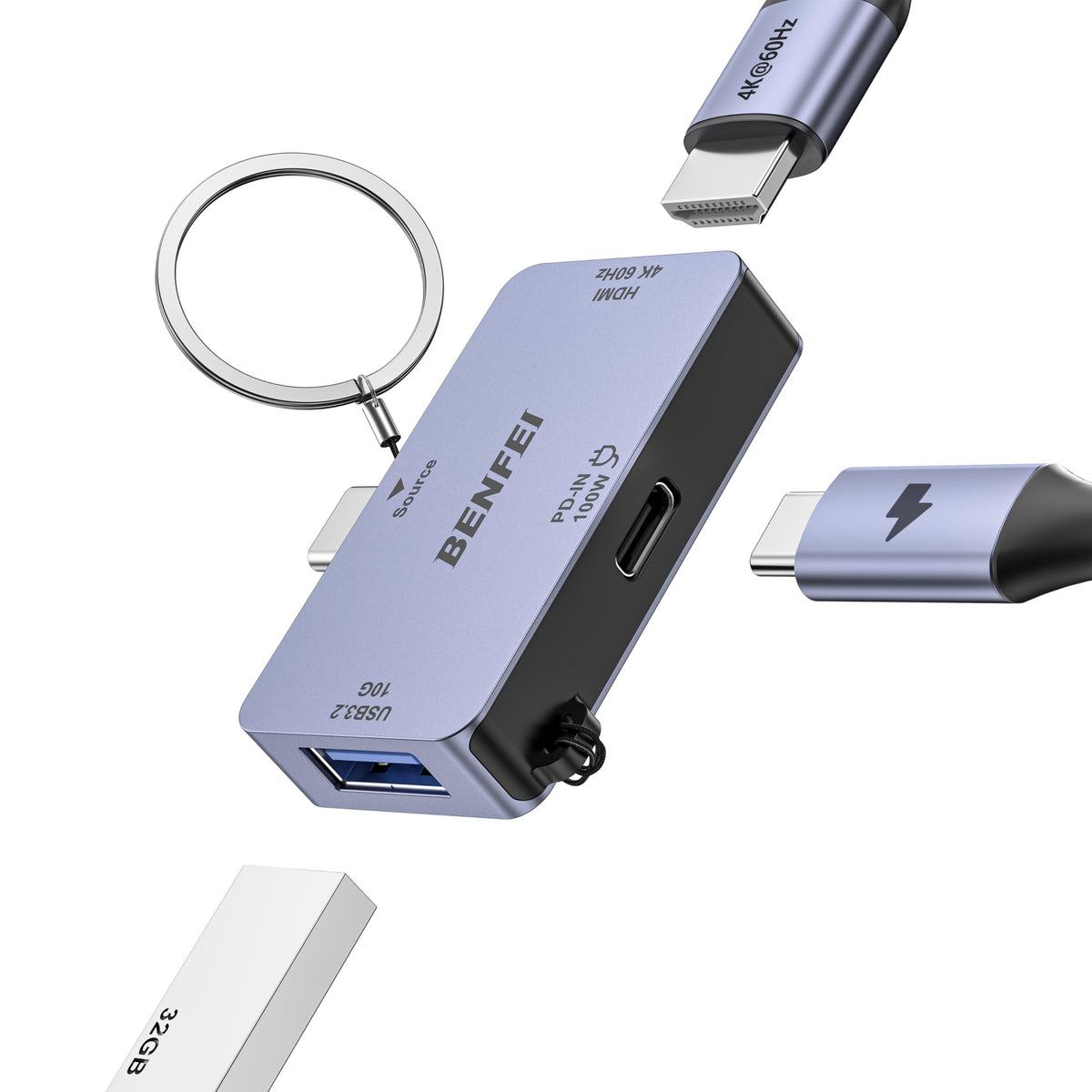 USB C to HDMI Adapter, BENFEI USB Type-C to HDMI Adapter [Thunderbolt 3/4 Compatible] with iPhone 15 series, MacBook Pro/Air 2023, iPad Pro, iMac, S23, XPS 17, Surface Book 3 and More