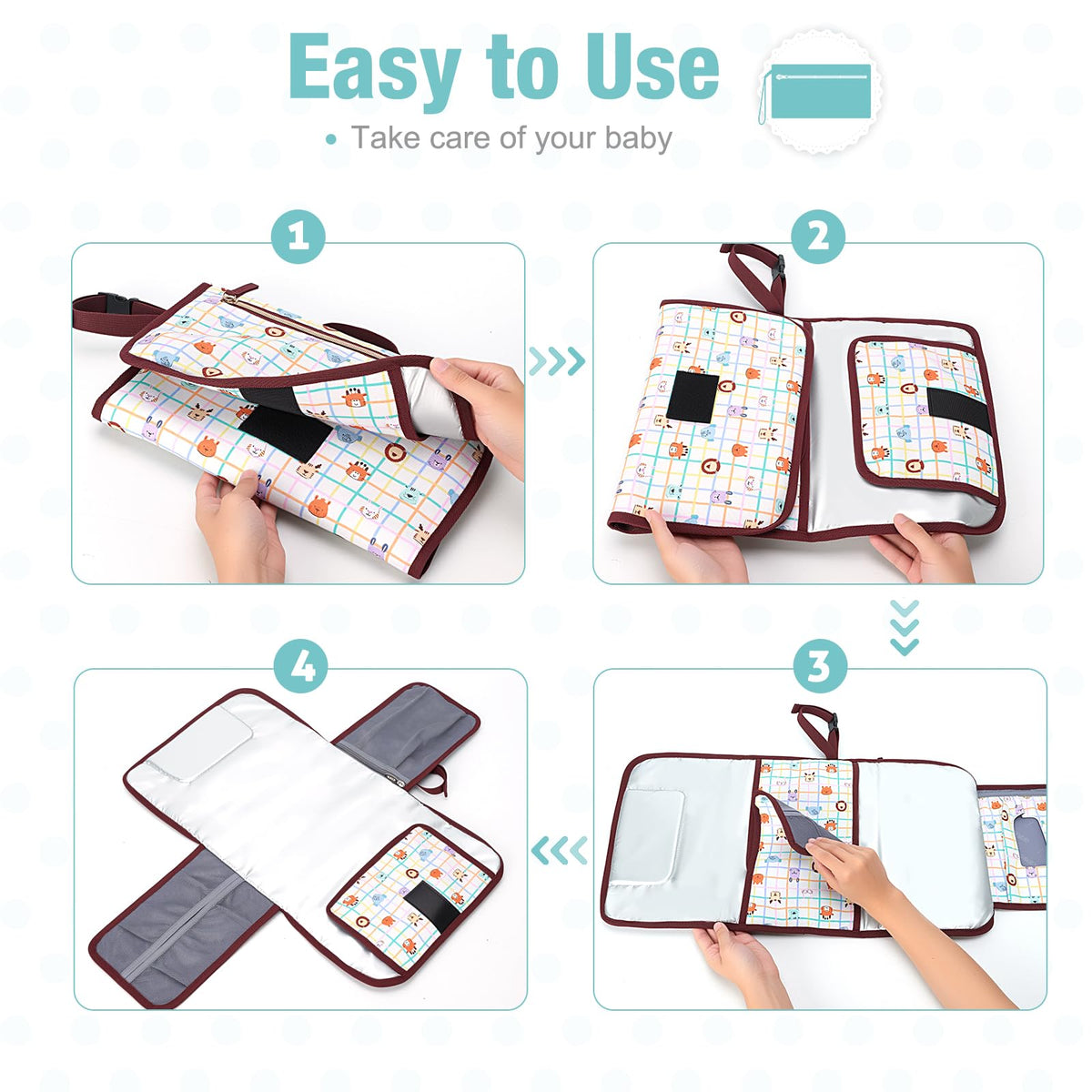 Lekebaby Portable Nappy Changing Mat Travel Baby Change Mat