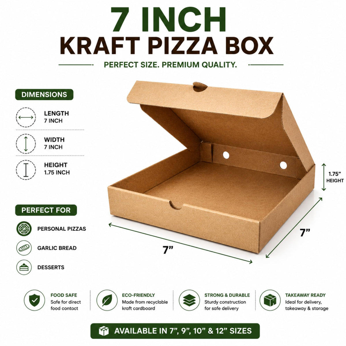 Pizza Boxes — Lightweight Food Boxes— Plain Pizza Style Postal Boxes with Rear Vent Hole - Easy to Transport (Plain 9 Inch - 100 Pizza Boxes)
