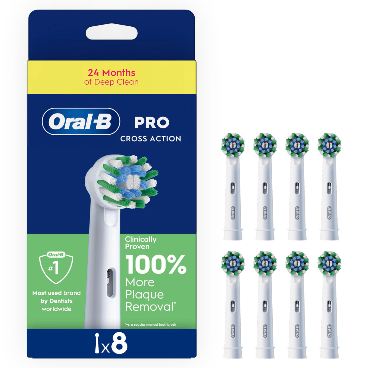 Oral-B Pro Cross Action Electric Toothbrush Heads, 4 Count, White