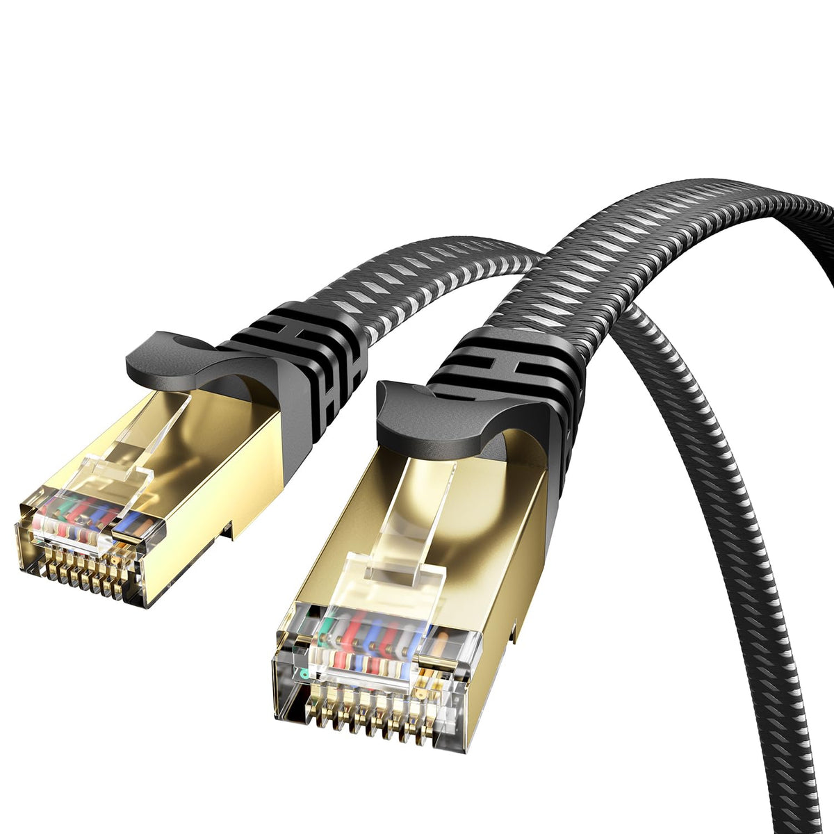 Cat 8 Ethernet Cable 10M, High-Speed 40Gbps/2000Mhz Flat Braided Internet Cable, Gigabit STP RJ45 Network Cable Compatible for PS4/5, for Modem, PC/Laptop