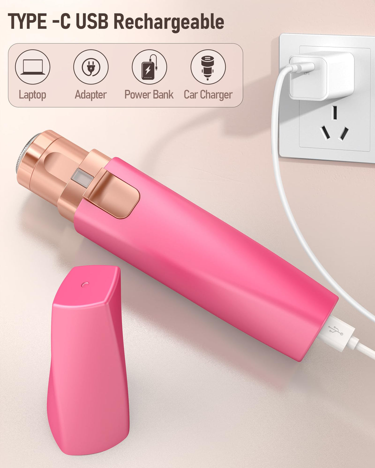 Eyebrow & Facial Hair Trimmer for Women: 2 in1 Rechargeable Facial Hair Removal and Eyebrow Shaver, Painless Shaving with Built-in LED Light - Perfect for Face, Lips, and Body