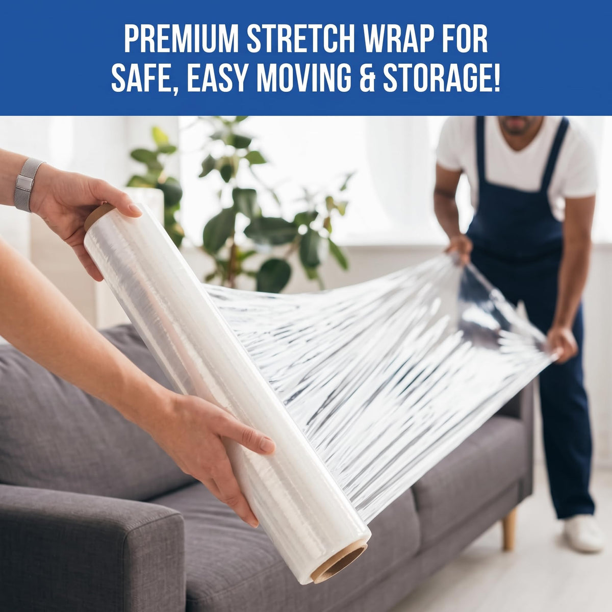 REQUISITE NEEDS Heavy Duty Stretch Film 400mm x 250m – Waterproof & Moisture Proof Pallet Wrap for Packaging, Moving & Storage (Black, 6)