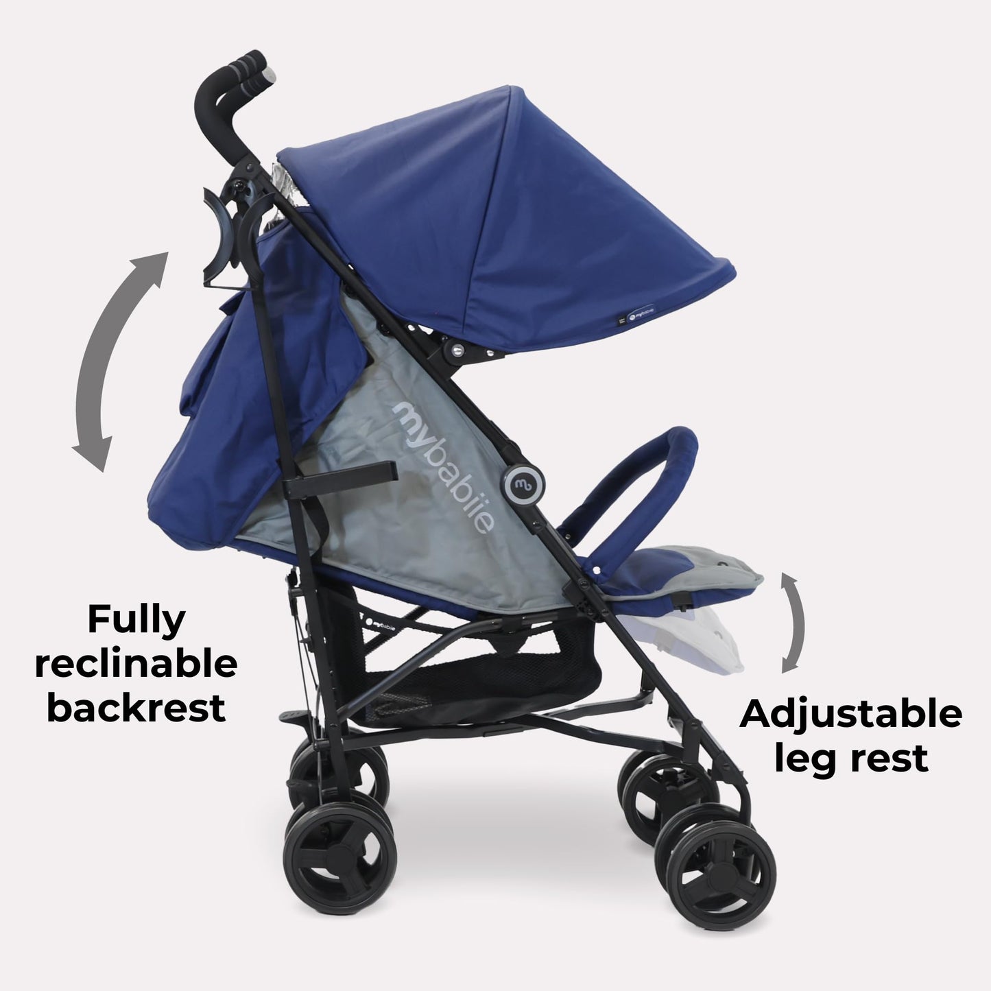 My Babiie MB02 Plus Stroller - from Birth to 4 Years (22kg), Lightweight & Compact Umbrella Fold, Travel Buggy for Toddlers, Pushchair Includes Cup Holder and Rain Cover - Pink & Grey