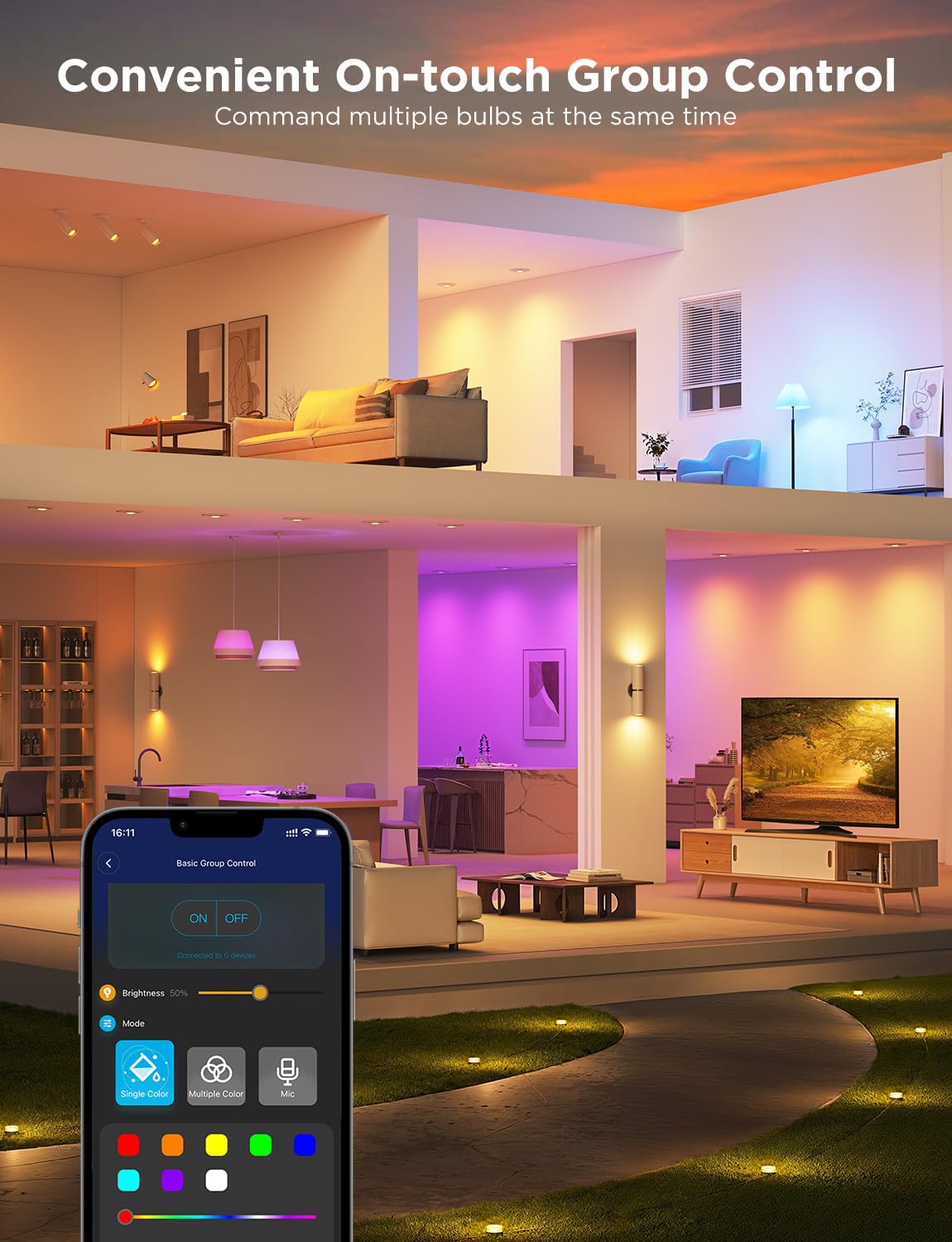 Govee Smart Bulb GU10 RGBWW, 400lm LED Light Bulbs Work with Alexa, 4 Pack