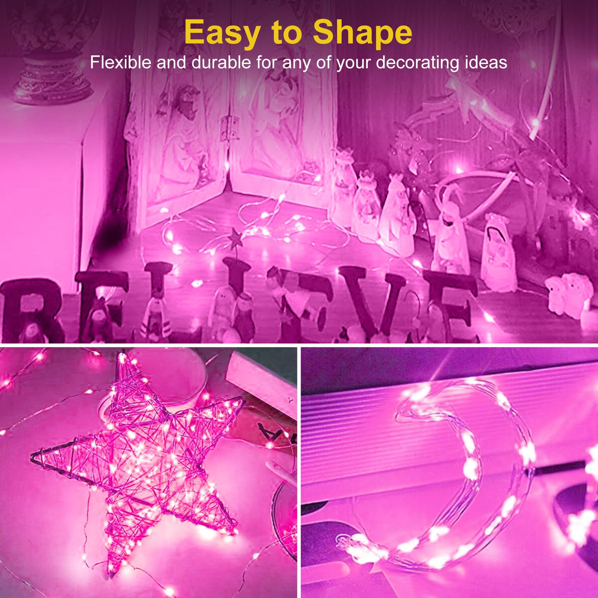btfarm 12 Pack 3 Modes Fairy Lights Battery Operated, 2M 20LED String Light