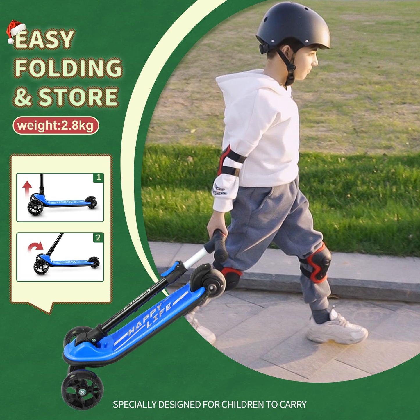 besrey 3-Wheel Toddler Scooter with Lean-to-Steer — Foldable, Anti-Slip Deck | Max 50 kg