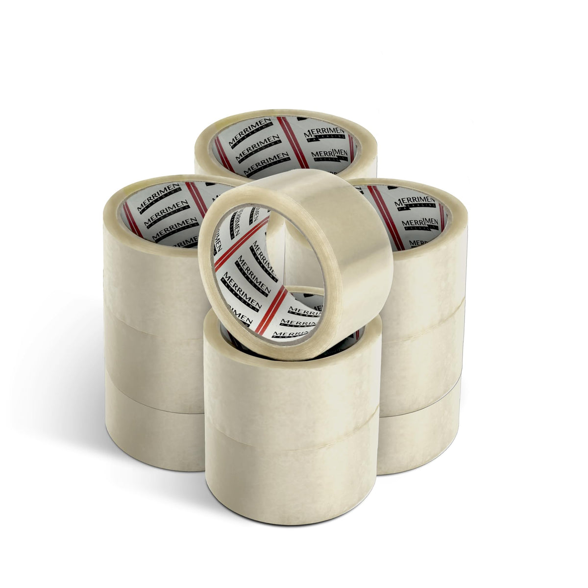 Merrimen Strong Heavy Duty Mixed Roll Pack Packaging Tape, Secure Sticky Sealing Tape for Parcel Boxes, Moving Boxes, Large Postal Bags for Long Term Storage, (48MM x 66M) (3 rolls, Mixed)