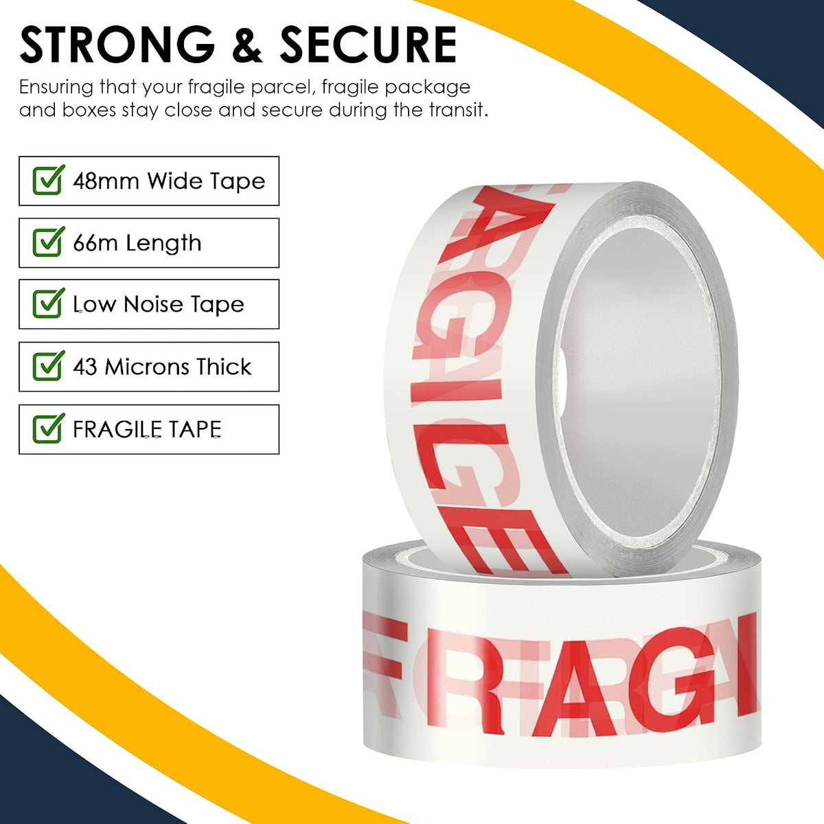 iSOUL Parcel Tape, 6 Rolls Packing Tape Strong Heavy Duty Fragile Tape 48mm x 66m For Packing Boxes Packaging Tape Moving tape Parcel Tape Strong Fragile, Packing Tape Strong for Moving House