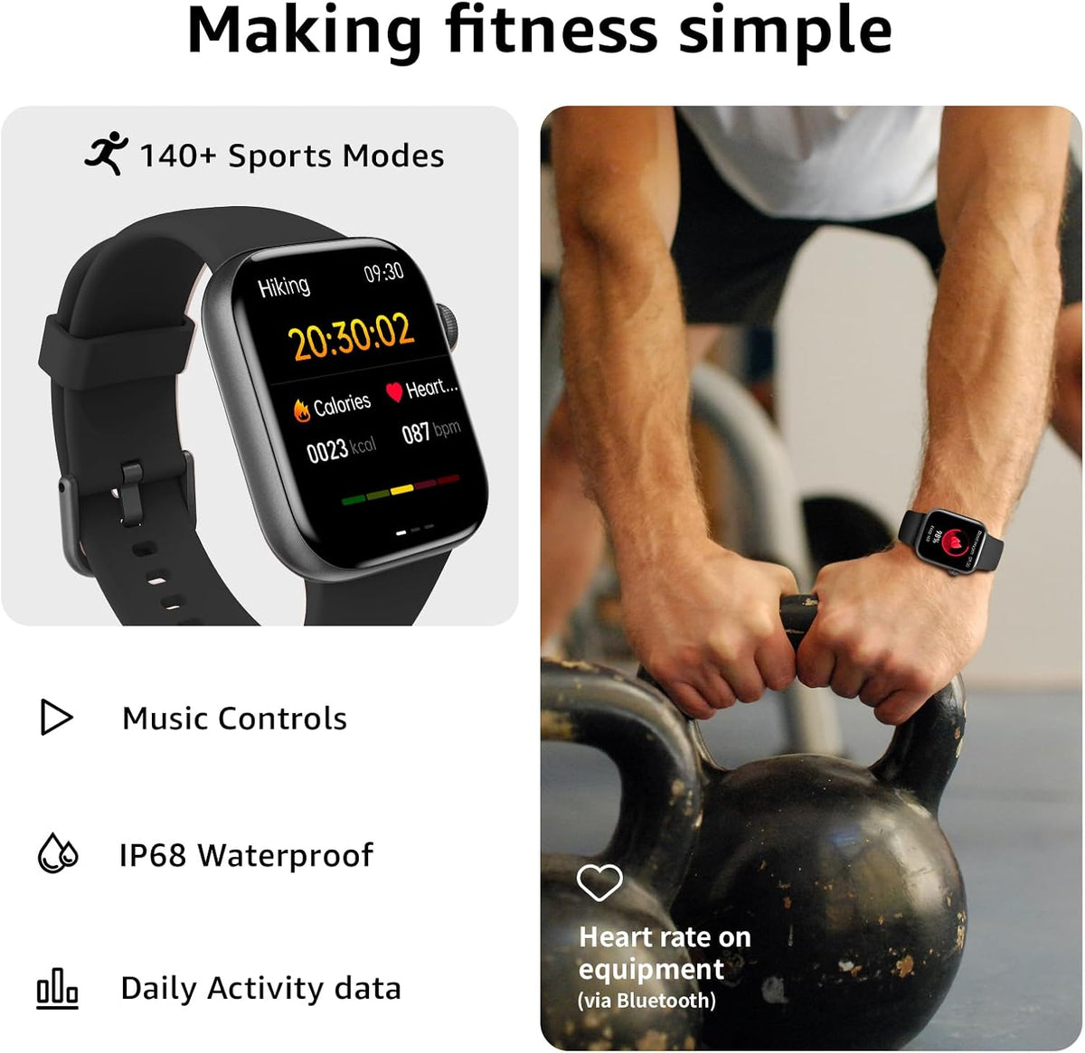 Smart Watch for Men Women Answer/Make Call, 1.85" Smartwatch, Fitness Watch with Heart Rate Blood Pressure Sleep Monitor, 140+Sports, IP68 Waterproof Step Counter Watch Compatible with Android IOS