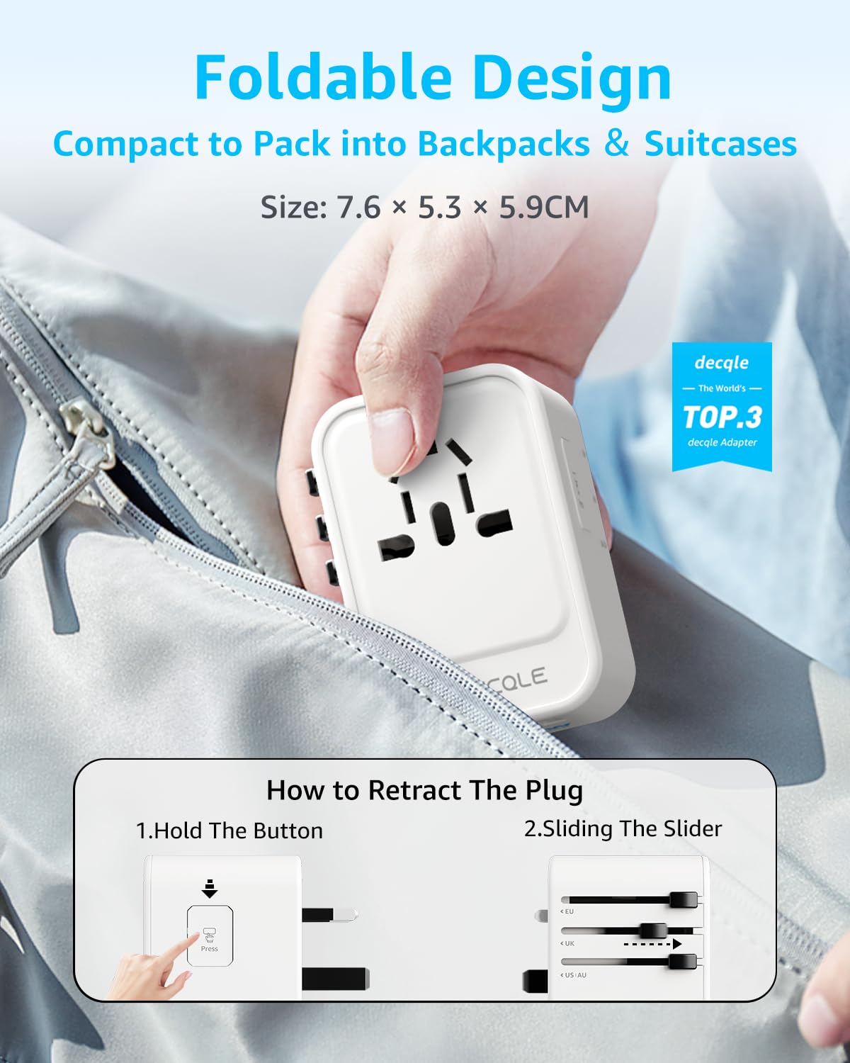 Universal Travel Adapter for International Travel - EU UK US AU JP