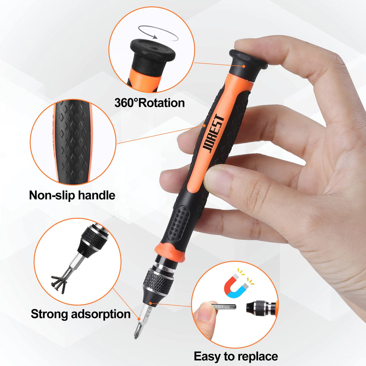 JOREST Precision Screwdriver Set, Small Screwdriver with Torx T5 T6 T8 T9, Triwing Y00, Star P5, Mini Repair Tool Kit for Laptop, Switch, PS5,Xbox, MacBook, iPhone, Ring Doorbell, Watch, Glasses