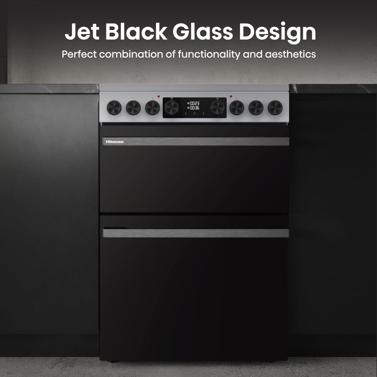 Hisense HDUKC60W 60cm Electric Cooker with Ceramic Hob-White, A Rated Double Oven 50L/80L [Energy Class A]