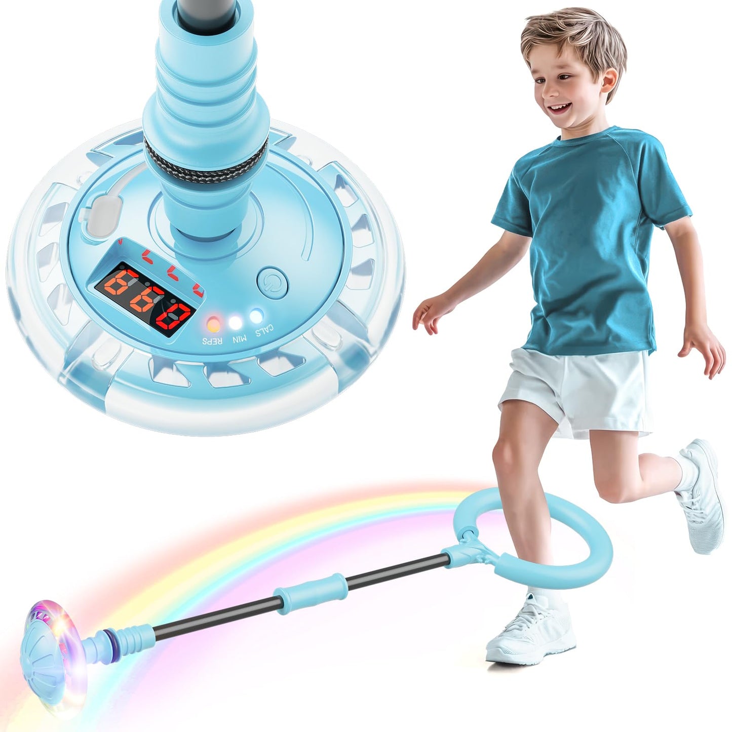 Hot Bee Ankle Skip Ball for Kids with Counter, Timer, Cal Calculator, Girl Birthday Gifts for Age 5 6 7 8 9 10+, Rechargeable Foldable Sports Toy Skip it Toy for Kids Xmas Present