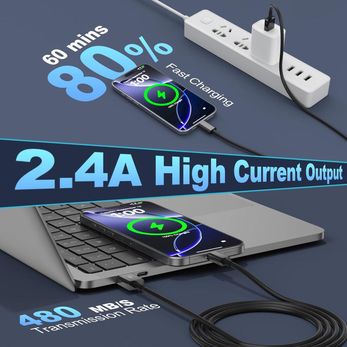 USB to USB C Car Carplay Cable for iPhone18 17,1M USB A to USB C Cable