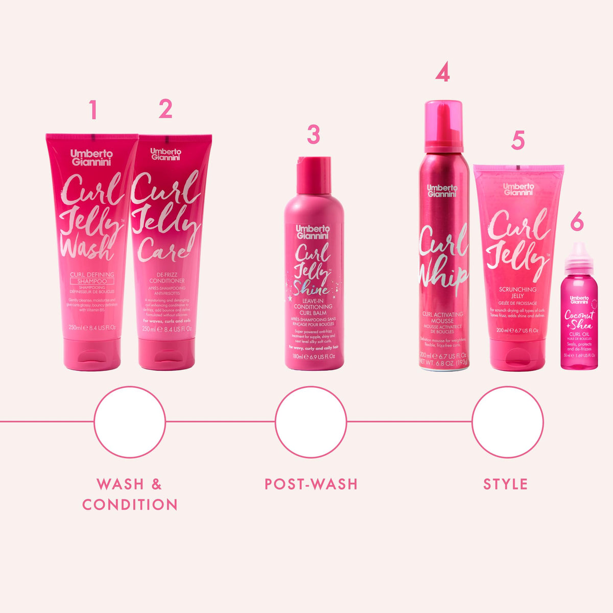 Umberto Giannini Curl Jelly Scrunching Jelly & Creme De Curl Control Cream Duo for Curly or Wavy Hair, Vegan & Cruelty Free, 2 Pack