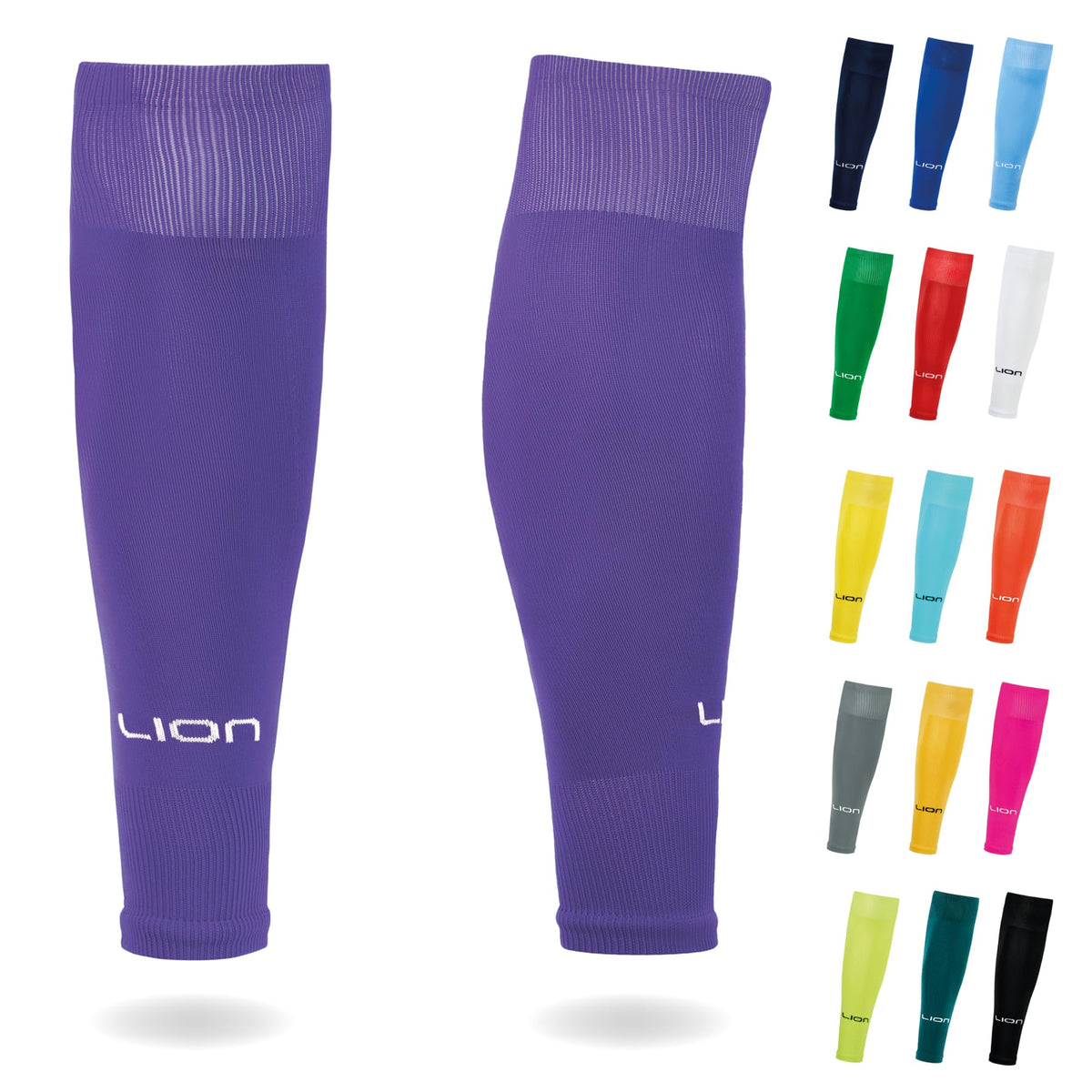 LION SPORTSWEAR Kids/Youth Football Sock Sleeves To Accompany Grip Socks - Fits Over Calf/Shin Pads - Variety Of Colors To Match Your Team Kit