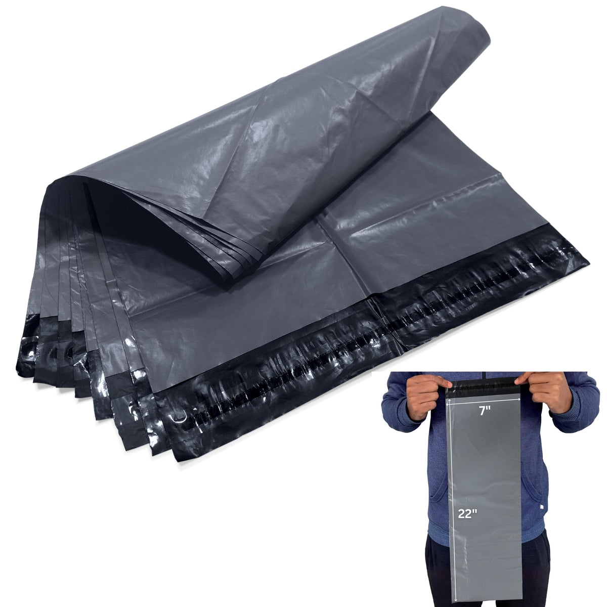 JeeJaan® 200 Small Grey Parcel Bags 4" x 6" (102 x 152mm) Strong Poly Mailer Small Postage Mailing Bags Courier Shipping Postal Bags - Posting Packing Envelopes