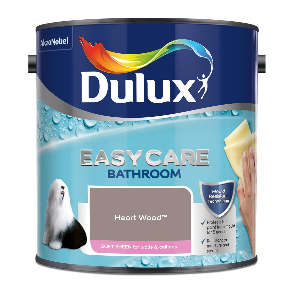 Dulux 5275836 Easycare Bathroom Soft Sheen Emulsion Paint For Walls And Ceilings - Mossy Stone 2.5L