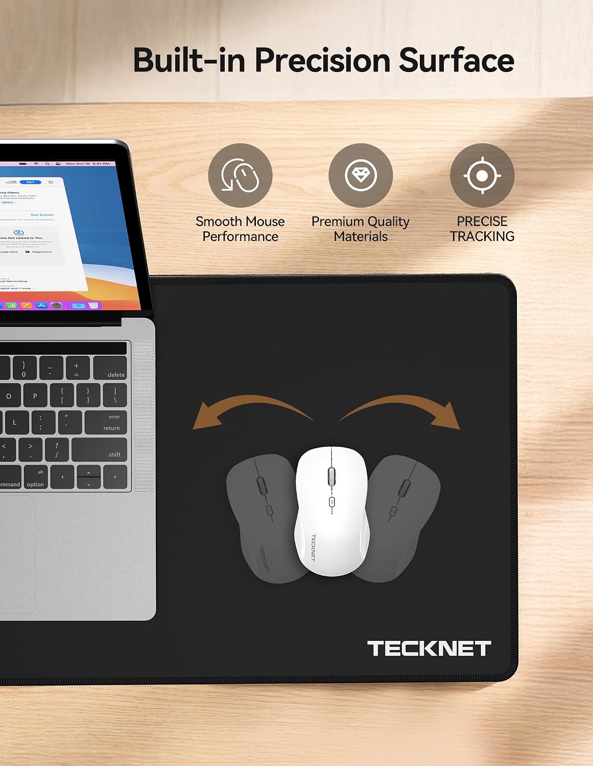 TECKNET Gaming Mouse Mat, 900x400x3mm Large Mouse Pad - Black