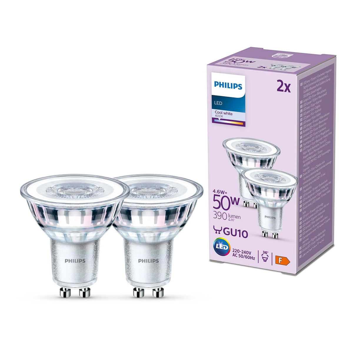 PHILIPS Classic Spotlight LED Bulb, GU10, Pack of 6