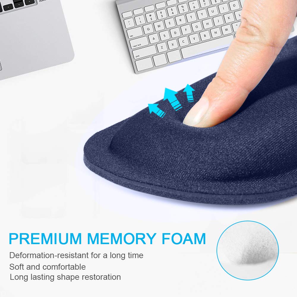 TECKNET 3 Packs Mouse Mat Wrist Support, Mouse Pad with Memory Foam Rest