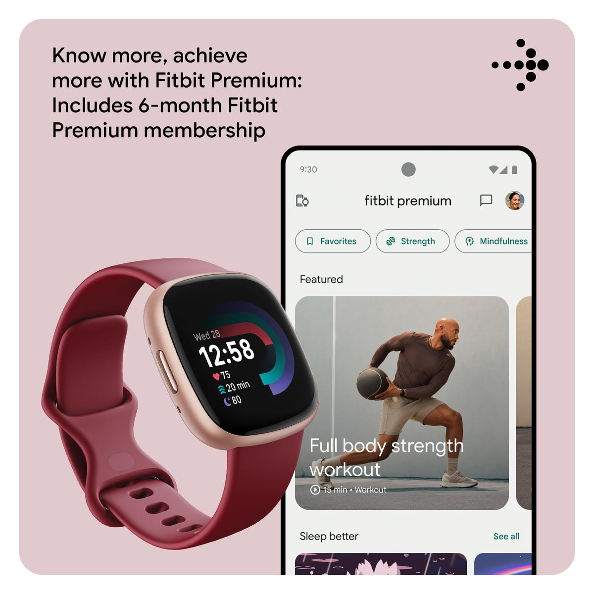 Fitbit Google Versa 4 Fitness Smartwatch with 3 Months Google Health Membership Included and up to 6 days battery life - compatible with iOS & Android, Black/Graphite Aluminium