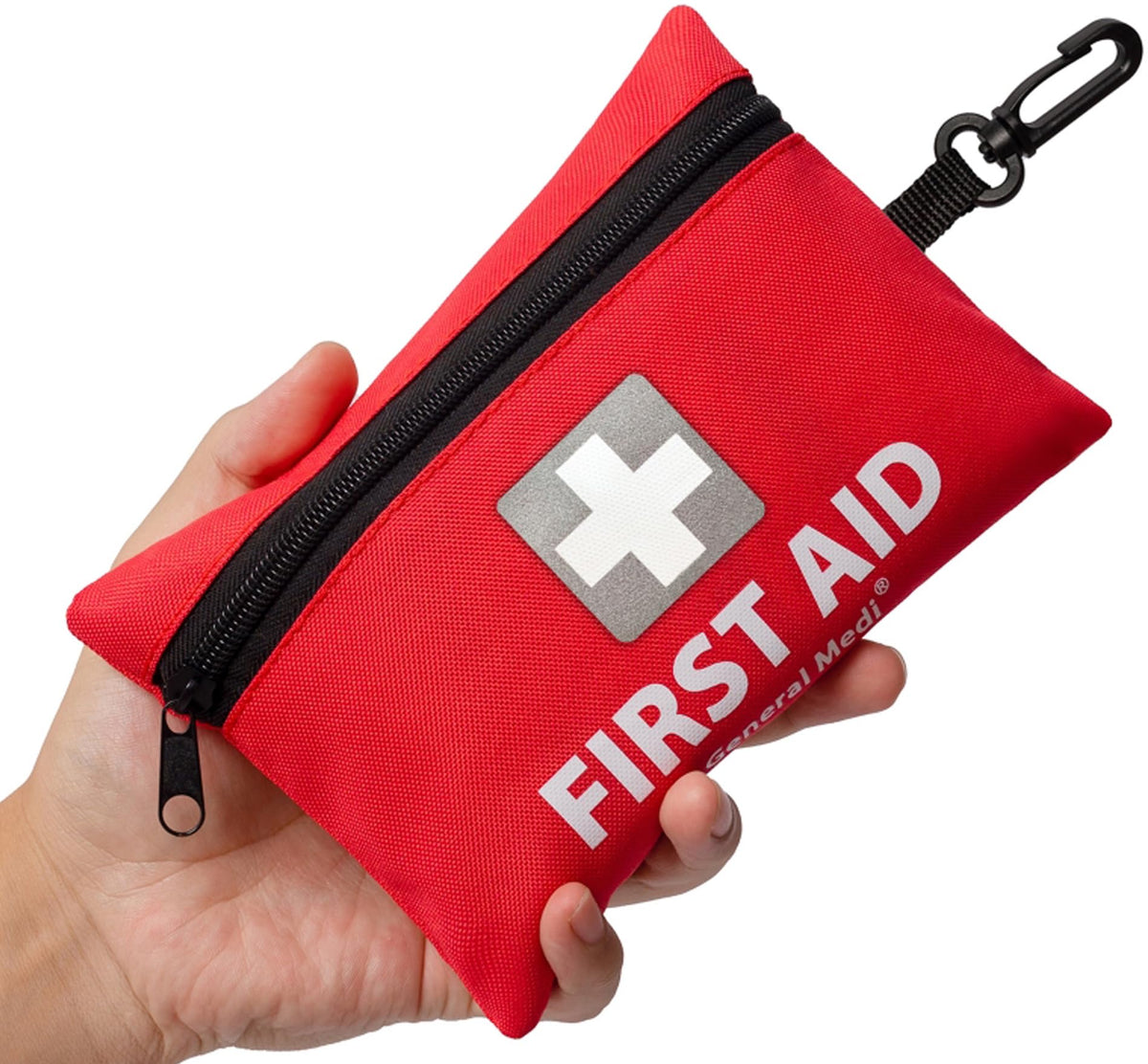 General Medi Mini First Aid Kit, 92 Pieces Small First Aid Kit - Includes Emergency Foil Blanket, Scissors for Travel, Home, Office, Vehicle, Camping, Workplace & Outdoor (Red)