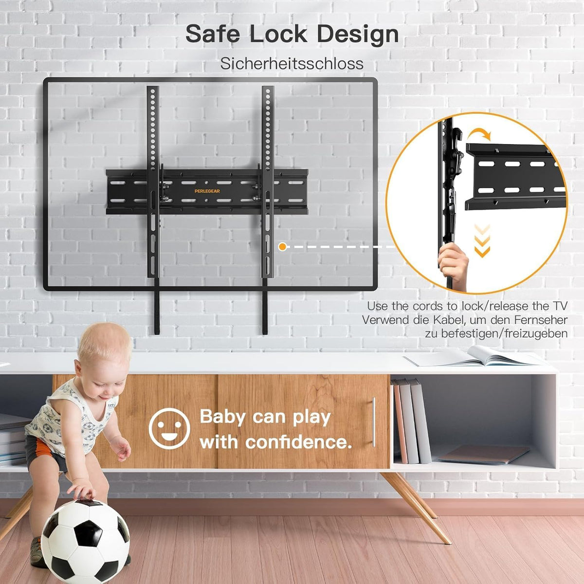 Perlegear Tilt TV Wall Bracket for 26-60 inch TVs up to 52kg